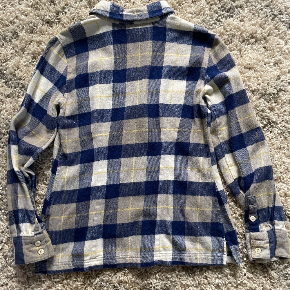 Patagonia Fjord Flannel Shirt Womens 4 Blue Grey Plaid Organic Cotton Button Up - Picture 6 of 9